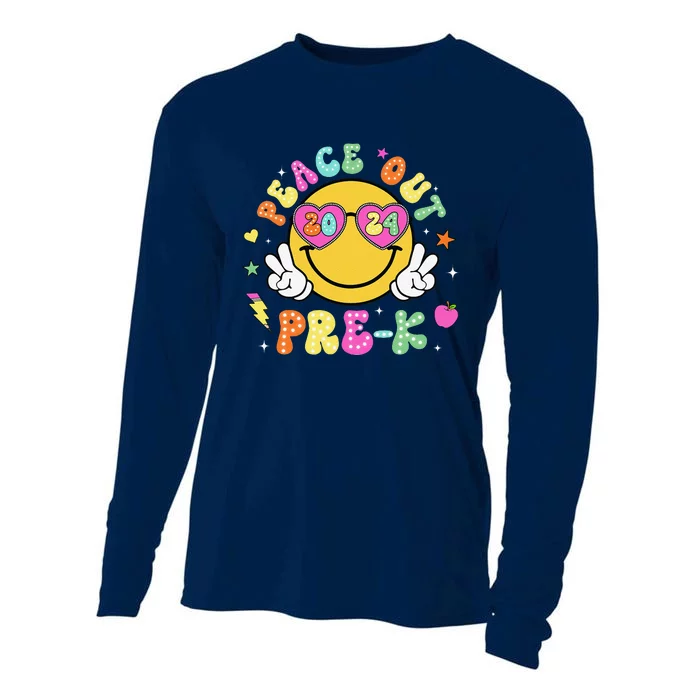 Peace Out Prek Cute Groovy Last Day Of Prek Cooling Performance Long Sleeve Crew