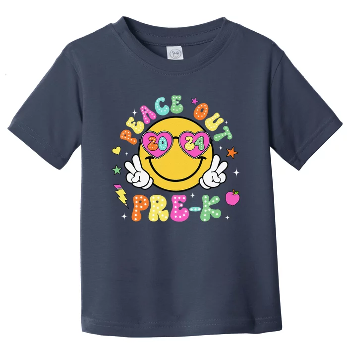 Peace Out Prek Cute Groovy Last Day Of Prek Toddler T-Shirt