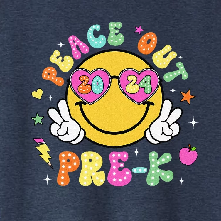 Peace Out Prek Cute Groovy Last Day Of Prek Women's Crop Top Tee