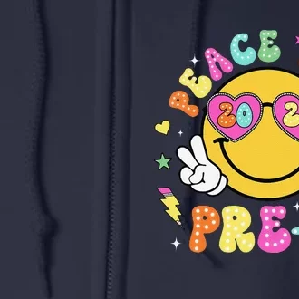 Peace Out Prek Cute Groovy Last Day Of Prek Full Zip Hoodie