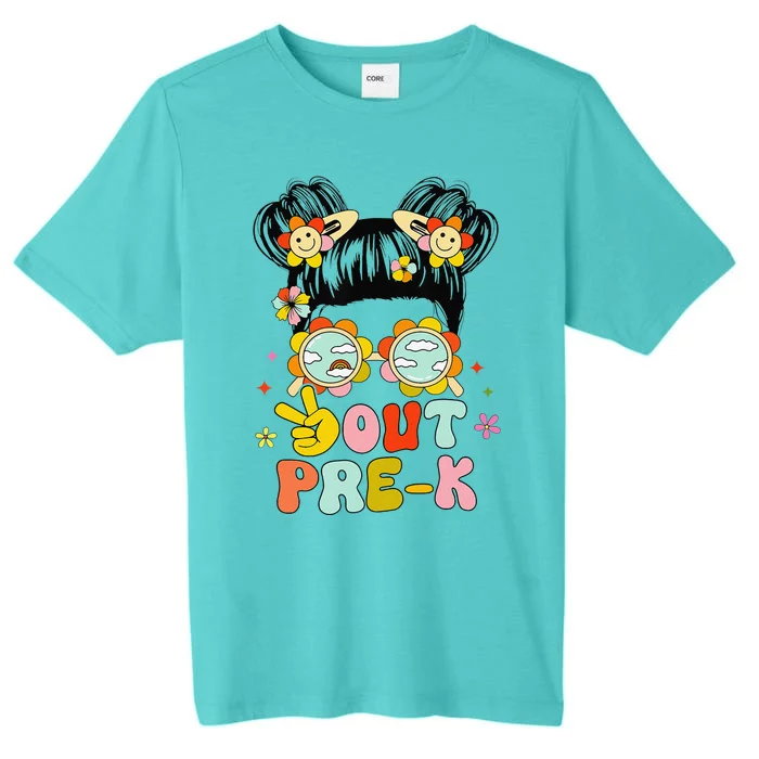 Peace Out Prek Graduation Messy Bun ChromaSoft Performance T-Shirt