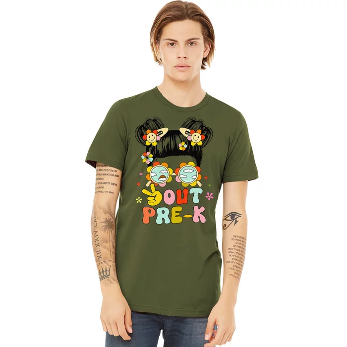 Peace Out Prek Graduation Messy Bun Premium T-Shirt