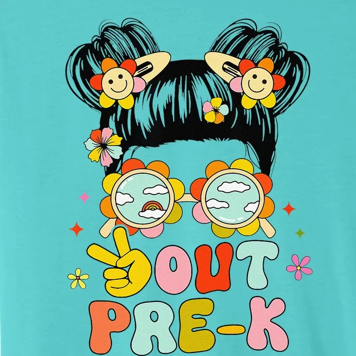 Peace Out Prek Graduation Messy Bun ChromaSoft Performance T-Shirt