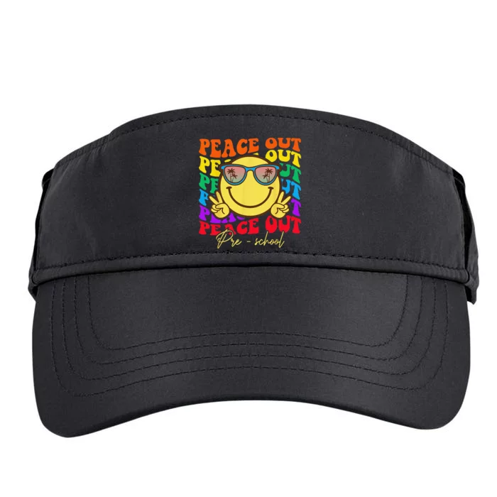 Peace Out Preschool Graduation Smile Retro Face Adult Drive Performance Visor