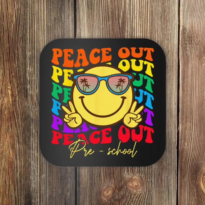 Peace Out Preschool Graduation Smile Retro Face Coaster