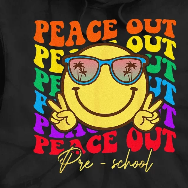 Peace Out Preschool Graduation Smile Retro Face Tie Dye Hoodie