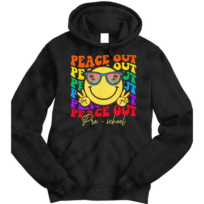 Peace Out Preschool Graduation Smile Retro Face Tie Dye Hoodie