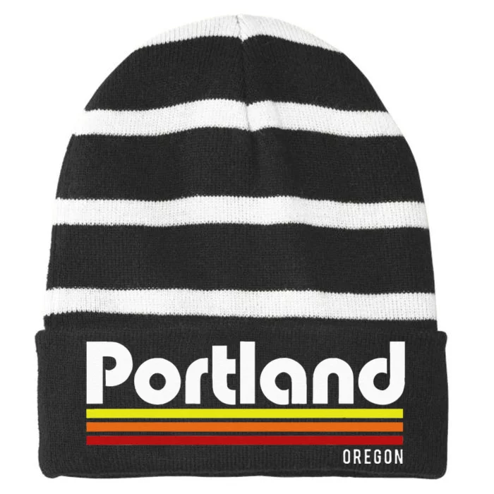 Portland Oregon Striped Beanie with Solid Band