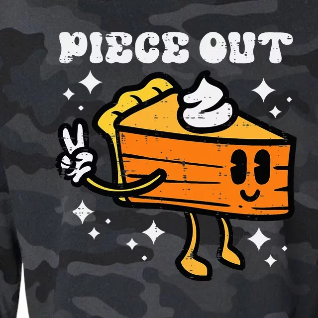 Piece Out Pumpkin Pie Funny Retro Thanksgiving Cropped Pullover Crew