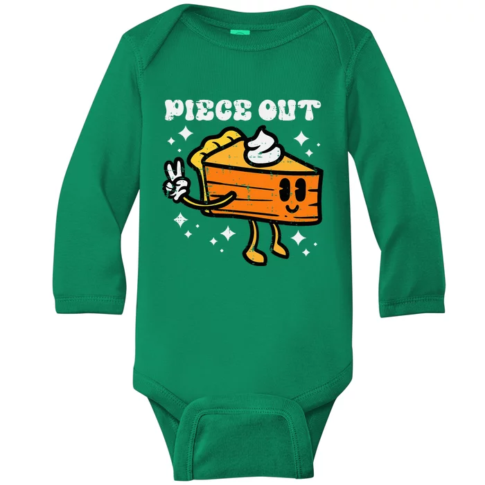 Piece Out Pumpkin Pie Funny Retro Thanksgiving Baby Long Sleeve Bodysuit