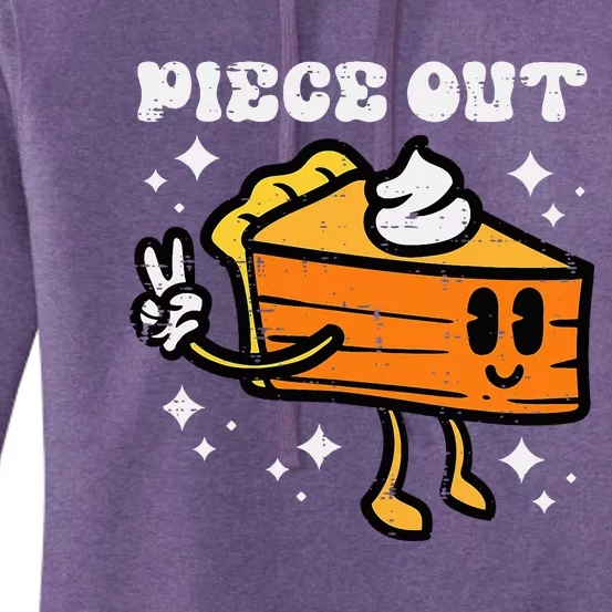 Piece Out Pumpkin Pie Funny Retro Thanksgiving Women's Pullover Hoodie