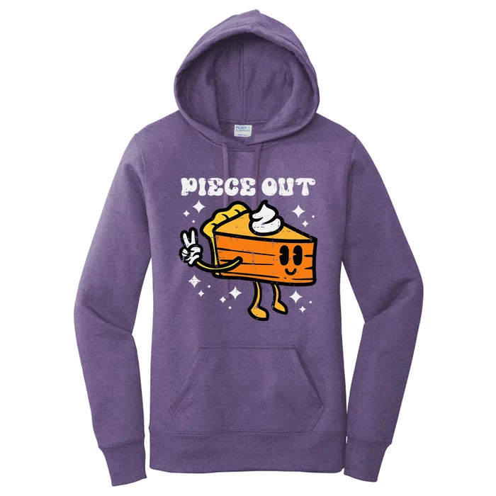 Piece Out Pumpkin Pie Funny Retro Thanksgiving Women's Pullover Hoodie