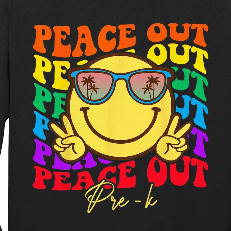 Peace Out PreK PreK Graduation Smile Retro Face Long Sleeve Shirt