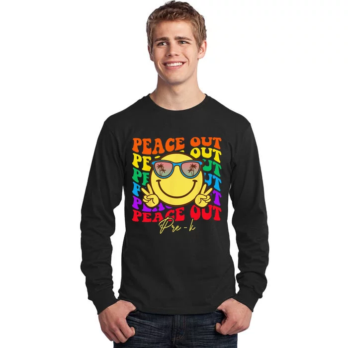 Peace Out PreK PreK Graduation Smile Retro Face Tall Long Sleeve T-Shirt