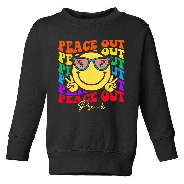 Peace Out PreK PreK Graduation Smile Retro Face Toddler Sweatshirt