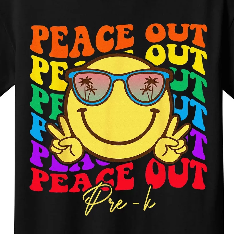 Peace Out PreK PreK Graduation Smile Retro Face Kids T-Shirt