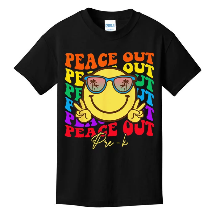 Peace Out PreK PreK Graduation Smile Retro Face Kids T-Shirt