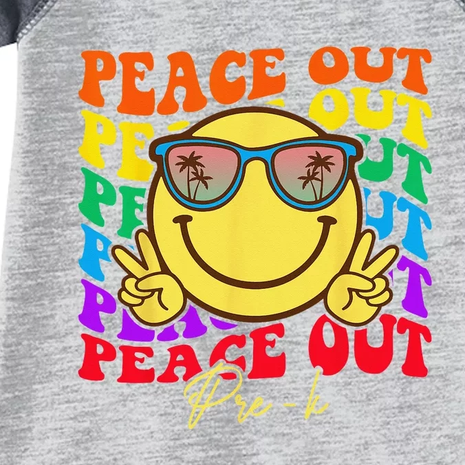 Peace Out PreK PreK Graduation Smile Retro Face Infant Baby Jersey Bodysuit