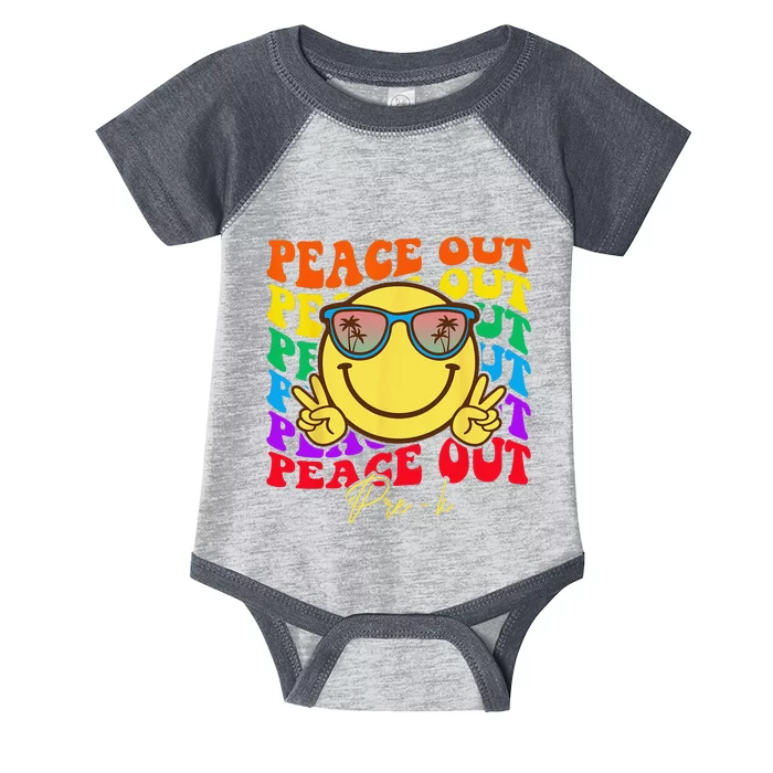 Peace Out PreK PreK Graduation Smile Retro Face Infant Baby Jersey Bodysuit