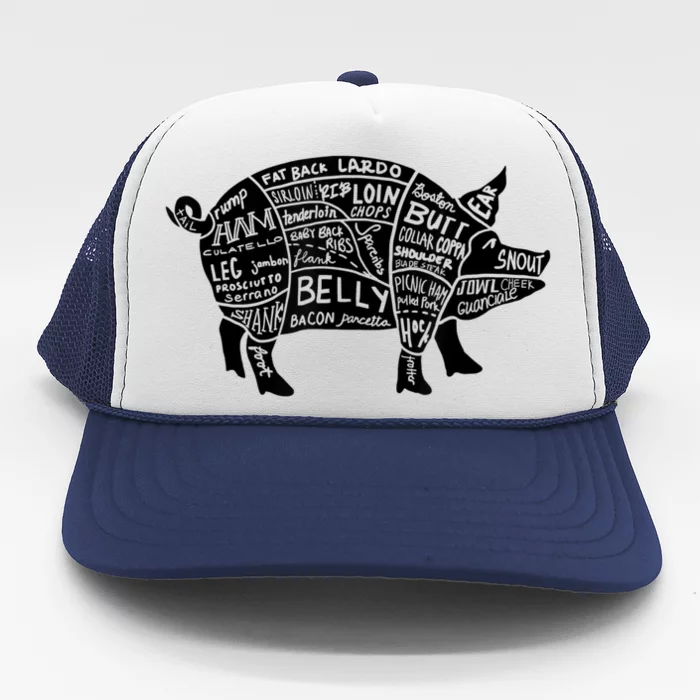 Parts Of Pork Funny Hog Meat Cuts Chefs Cooks Butchers Trucker Hat