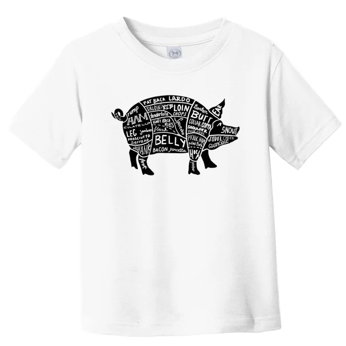 Parts Of Pork Funny Hog Meat Cuts Chefs Cooks Butchers Toddler T-Shirt