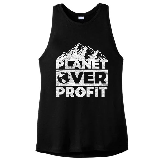 Planet Over Profit Acting Environtally Conscious Gift Ladies Tri-Blend Wicking Tank