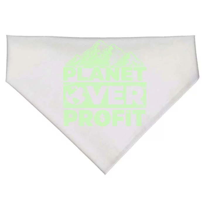 Planet Over Profit Acting Environtally Conscious Gift USA-Made Doggie Bandana