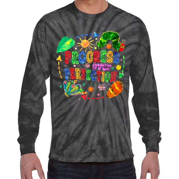 Progress Over Perfection Teacher Tie-Dye Long Sleeve Shirt