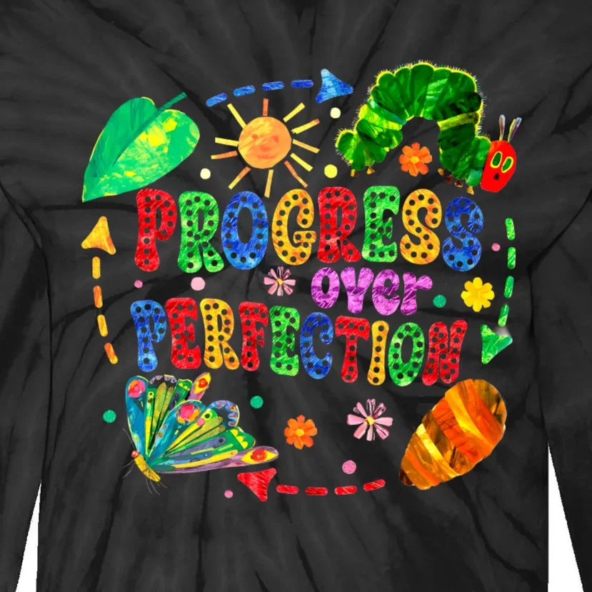 Progress Over Perfection Teacher Tie-Dye Long Sleeve Shirt