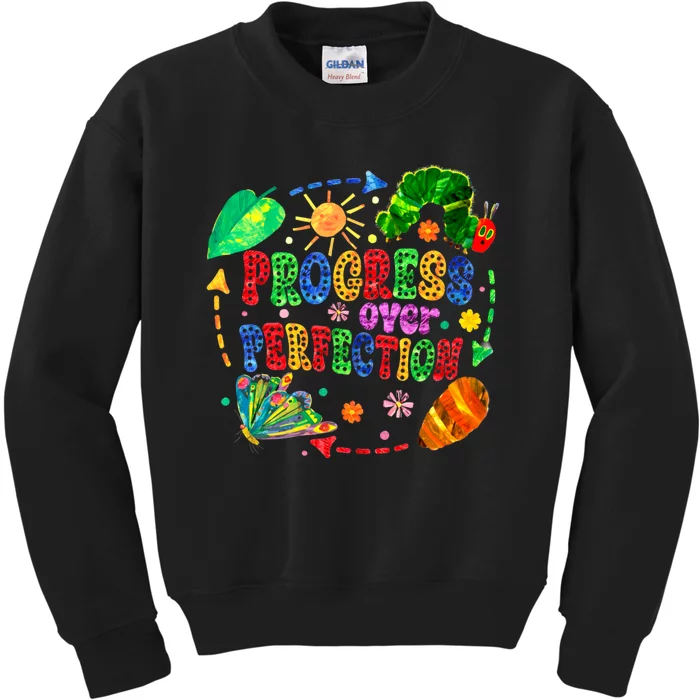 Progress Over Perfection Teacher Kids Sweatshirt