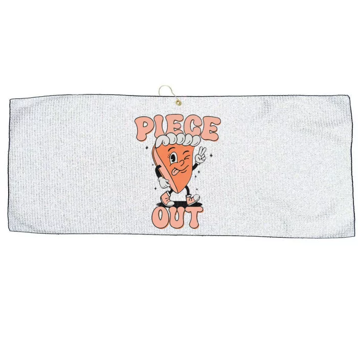 Piece Out Pumpkin Pie Retro Thanksgiving Fall Vibes Groovy Large Microfiber Waffle Golf Towel