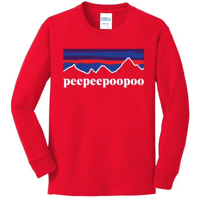 Peepeepoopoo Outdoors Pee Pee Poo Poo Funny Fathers Day Kids Long Sleeve Shirt