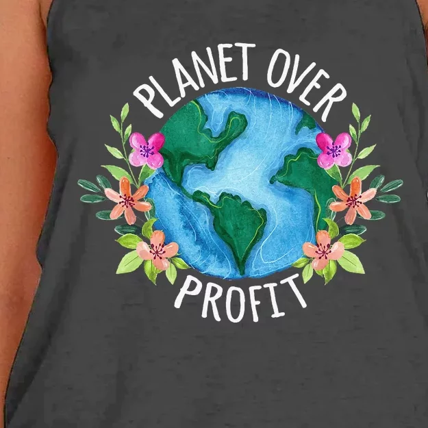 Planet Over Profit Save The Earth Campaign Awareness Women's Knotted Racerback Tank