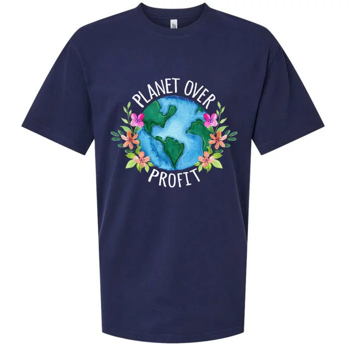 Planet Over Profit Save The Earth Campaign Awareness Sueded Cloud Jersey T-Shirt