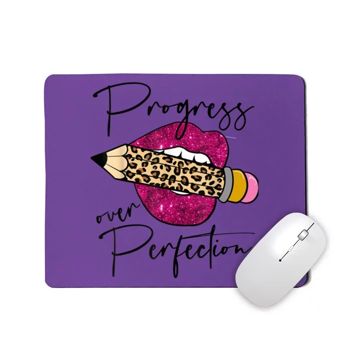 Progress Over Perfection Leopard Pencil Motivational Teacher Mousepad