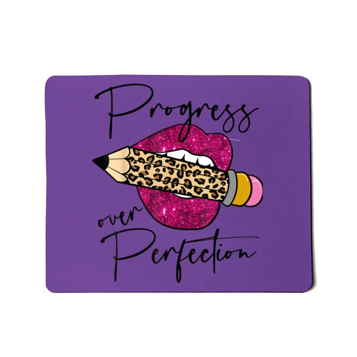 Progress Over Perfection Leopard Pencil Motivational Teacher Mousepad