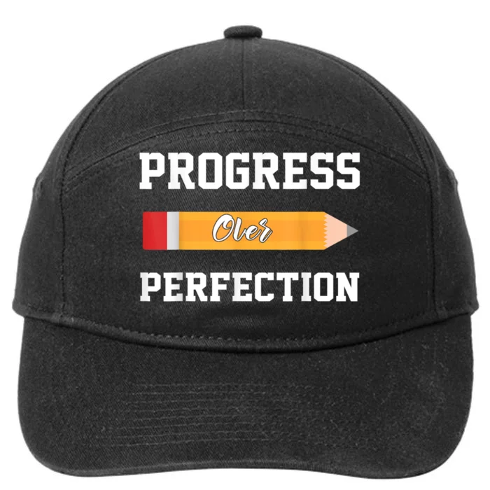 Progress Over Perfection Teacher Funny Pencil Back To Shool 7-Panel Snapback Hat