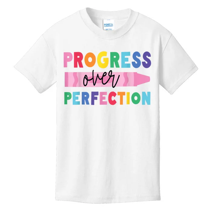 Progress Over Perfection Funny Motivational Teacher School Kids T-Shirt