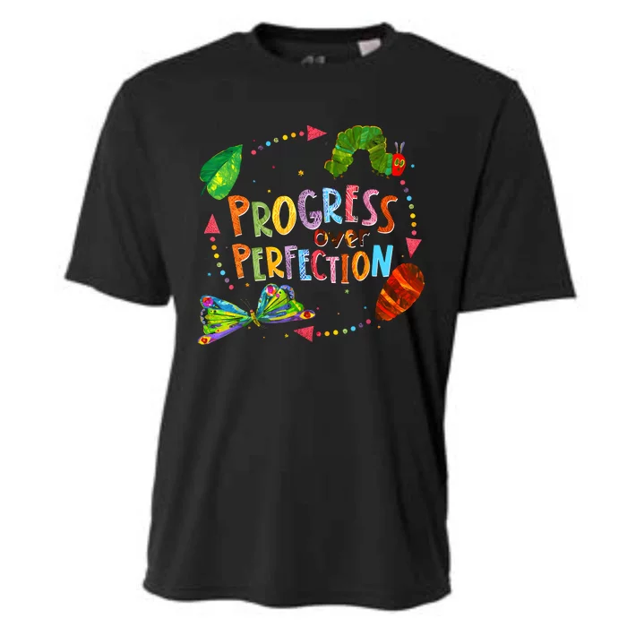 Progress Over Perfection Very Hungry Caterpillar Teacher Cooling Performance Crew T-Shirt