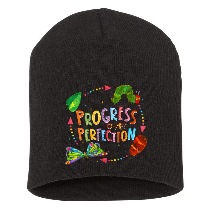 Progress Over Perfection Very Hungry Caterpillar Teacher Short Acrylic Beanie