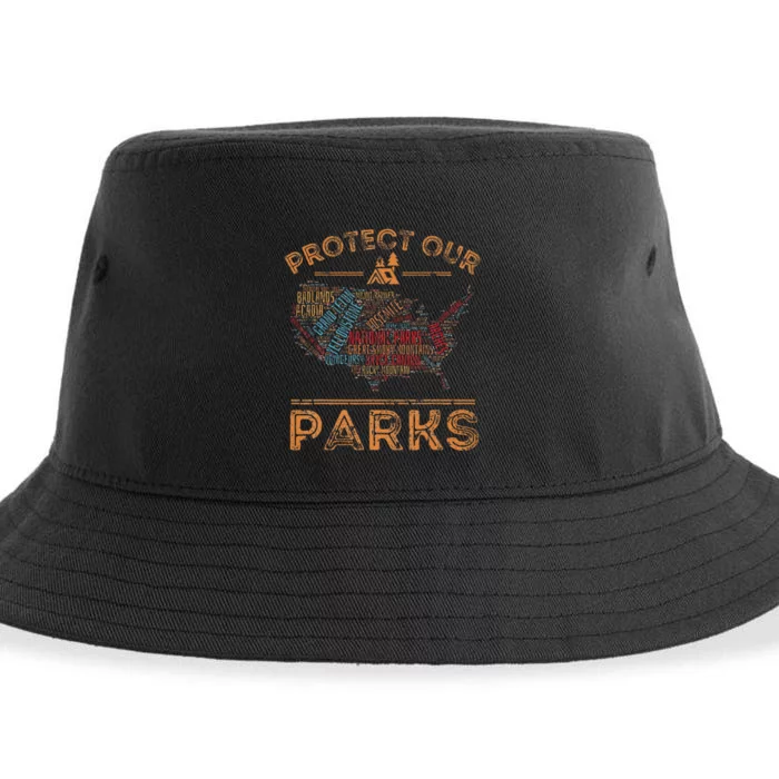 Protect Our Parks National Park Map Hiking Usa Sustainable Bucket Hat