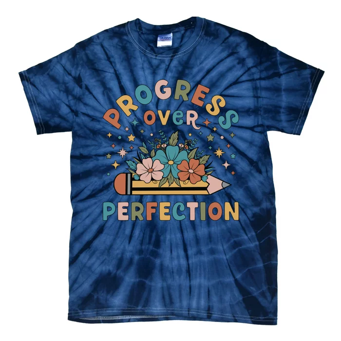 Progress Over Perfection | Teacher Wildflower Back To School Tie-Dye T-Shirt