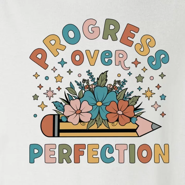 Progress Over Perfection | Teacher Wildflower Back To School Toddler Long Sleeve Shirt