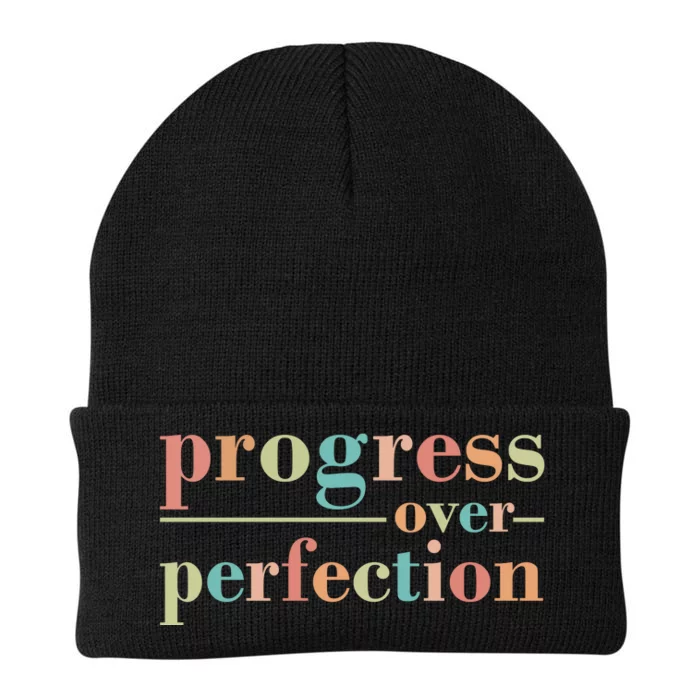 Progress Over Perfection Quote Knit Cap Winter Beanie