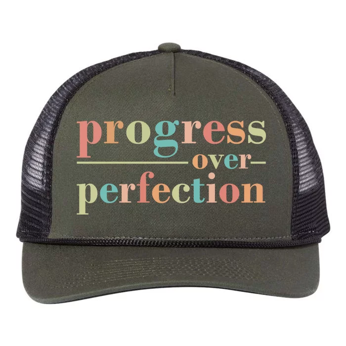 Progress Over Perfection Quote Retro Rope Trucker Hat Cap