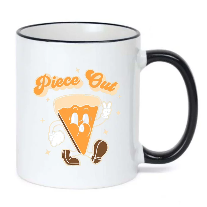 Piece Out Pumpkin Pie Retro Thanksgiving Fall Groovy Funny Black Color Changing Mug