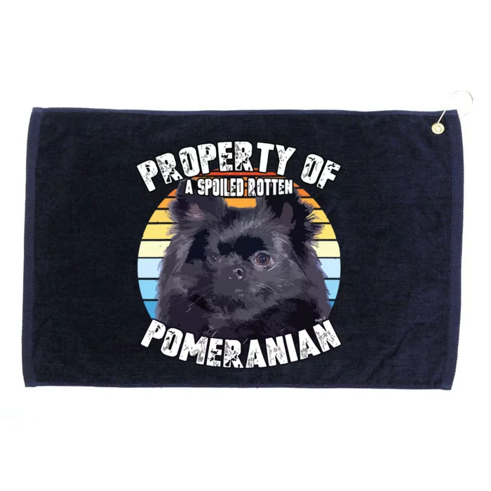 Property Of Pomeranian Black Grommeted Golf Towel