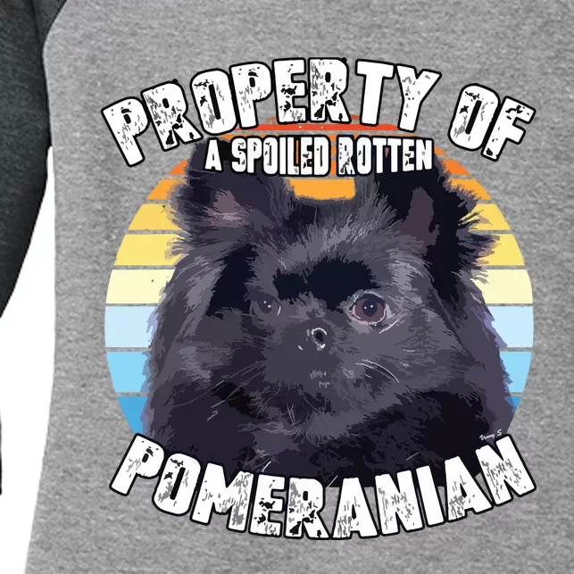 Property Of Pomeranian Black Women's Tri-Blend 3/4-Sleeve Raglan Shirt