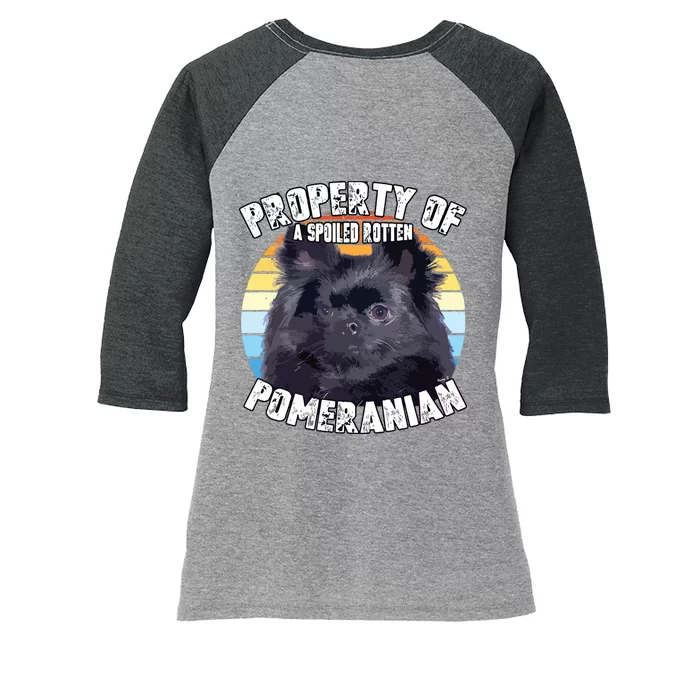 Property Of Pomeranian Black Women's Tri-Blend 3/4-Sleeve Raglan Shirt