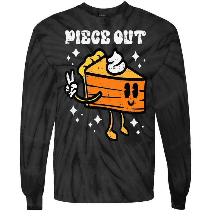 Piece Out Pumpkin Pie Funny Retro Thanksgiving Tie-Dye Long Sleeve Shirt